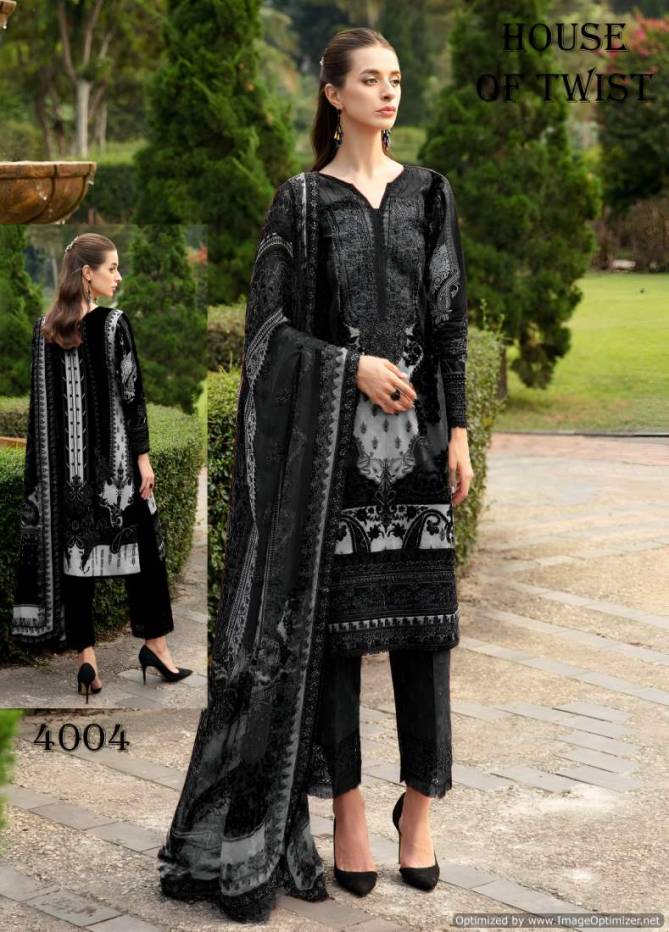House Of Twist Black And White Digital printed Cotton Dress Material Wholesale Shop In Surat

